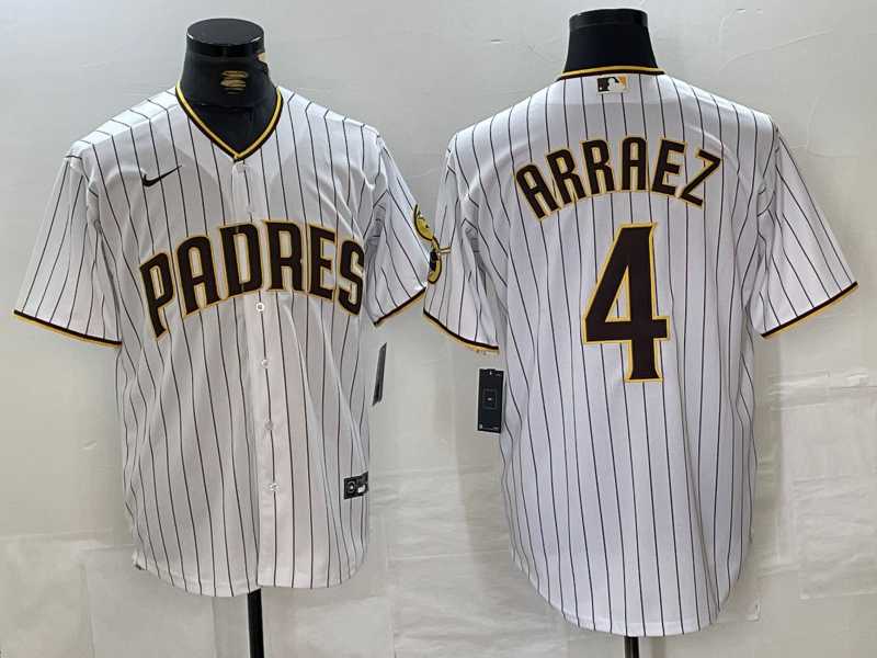 Men%27s San Diego Padres #4 Luis Arraez White Cool Base Stitched Jersey